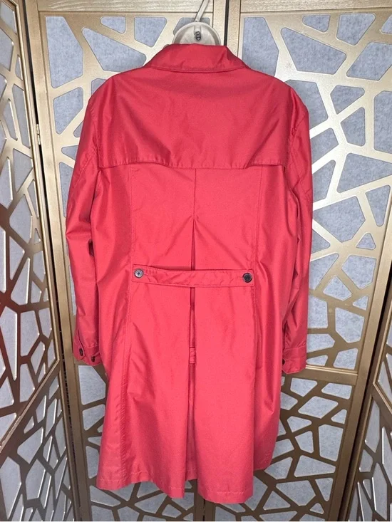 Lands’ End Fuchsia Pink Trench Coat Women’s Classic Button Front Fully Lined - Picture 4 of 13